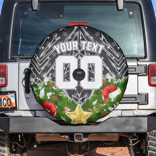 Personalised Penrith Panthers Rugby Christmas Spare Tire Cover Santa Rugby Mascot - Pine Wreath Festive