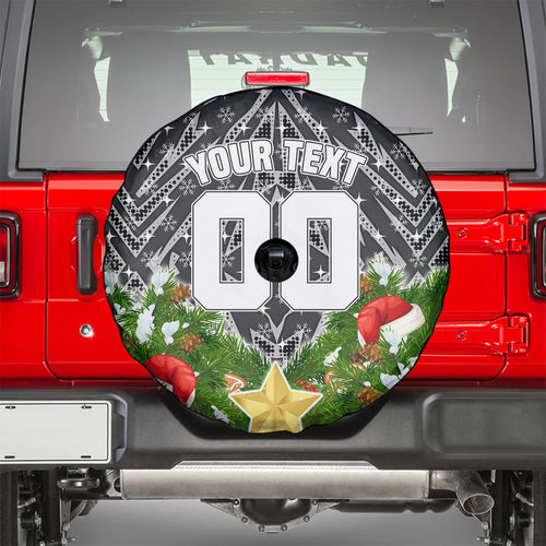 Personalised Penrith Panthers Rugby Christmas Spare Tire Cover Santa Rugby Mascot - Pine Wreath Festive