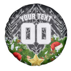 Personalised Penrith Panthers Rugby Christmas Spare Tire Cover Santa Rugby Mascot - Pine Wreath Festive