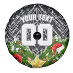 Personalised Penrith Panthers Rugby Christmas Spare Tire Cover Santa Rugby Mascot - Pine Wreath Festive