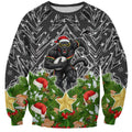 Personalised Penrith Panthers Rugby Christmas Sweatshirt Santa Rugby Mascot - Pine Wreath Festive