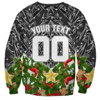 Personalised Penrith Panthers Rugby Christmas Sweatshirt Santa Rugby Mascot - Pine Wreath Festive
