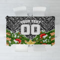 Personalised Penrith Panthers Rugby Christmas Tablecloth Santa Rugby Mascot - Pine Wreath Festive