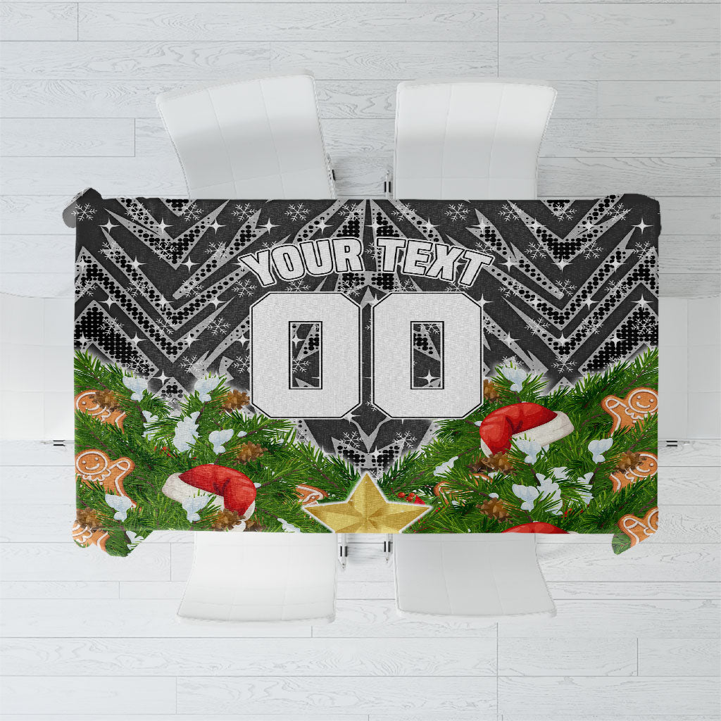 Personalised Penrith Panthers Rugby Christmas Tablecloth Santa Rugby Mascot - Pine Wreath Festive
