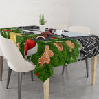 Personalised Penrith Panthers Rugby Christmas Tablecloth Santa Rugby Mascot - Pine Wreath Festive