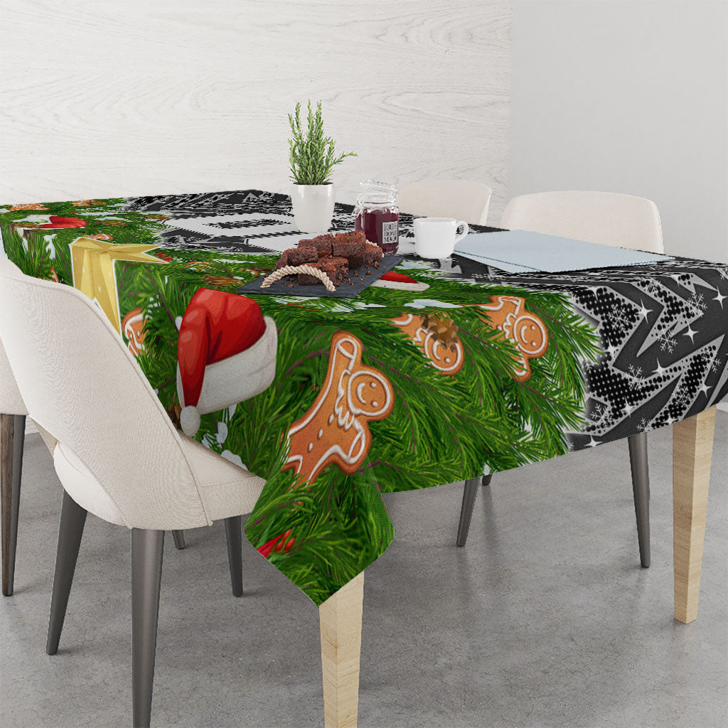 Personalised Penrith Panthers Rugby Christmas Tablecloth Santa Rugby Mascot - Pine Wreath Festive