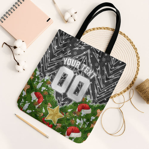 Personalised Penrith Panthers Rugby Christmas Tote Bag Santa Rugby Mascot - Pine Wreath Festive