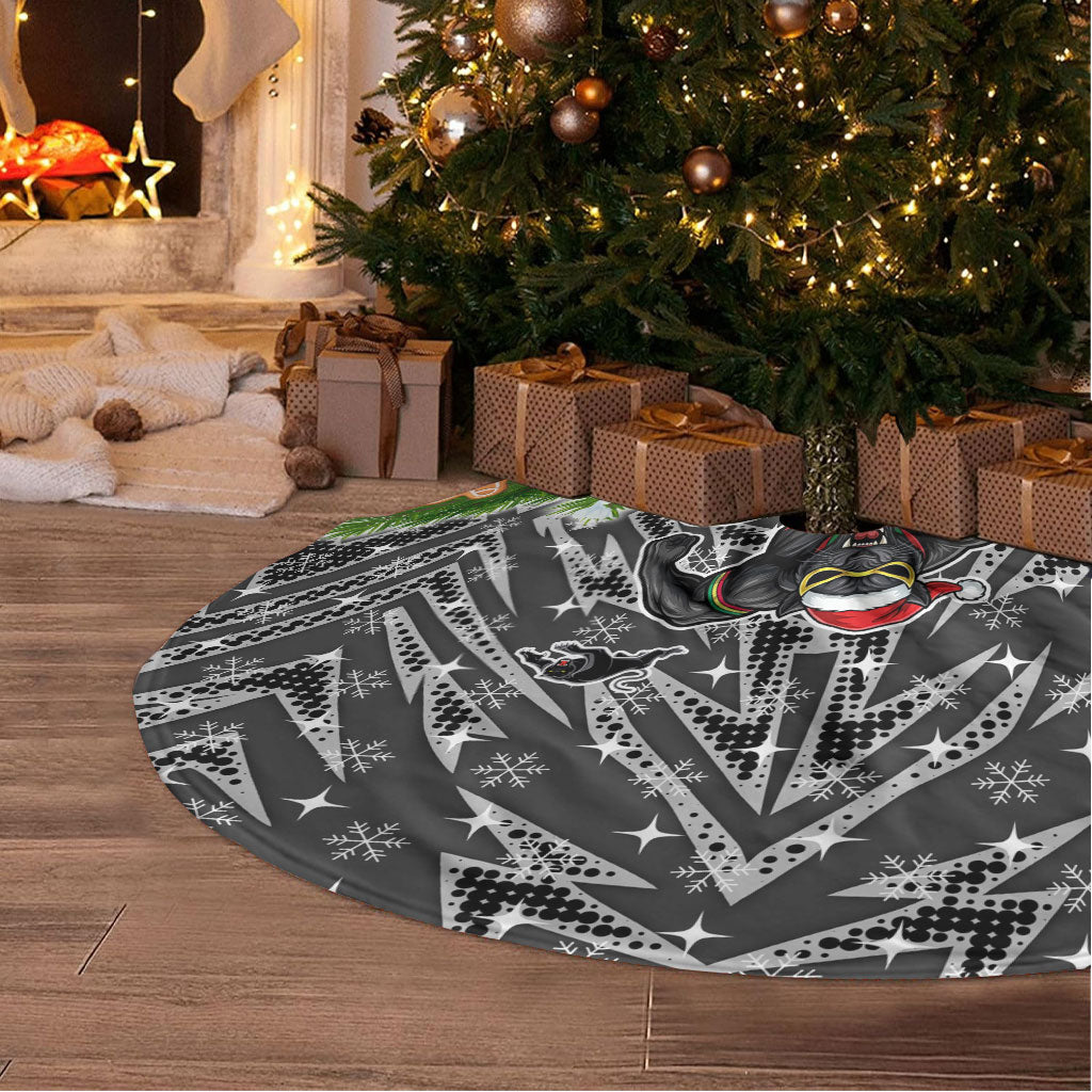 Penrith Panthers Rugby Christmas Tree Skirt Santa Rugby Mascot - Pine Wreath Festive