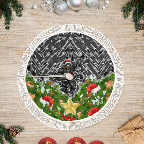 Penrith Panthers Rugby Christmas Tree Skirt Santa Rugby Mascot - Pine Wreath Festive