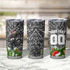 Personalised Penrith Panthers Rugby Christmas Tumbler Cup Santa Rugby Mascot - Pine Wreath Festive