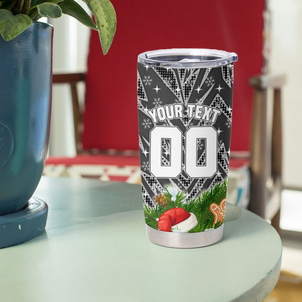Personalised Penrith Panthers Rugby Christmas Tumbler Cup Santa Rugby Mascot - Pine Wreath Festive