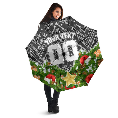 Personalised Penrith Panthers Rugby Christmas Umbrella Santa Rugby Mascot - Pine Wreath Festive