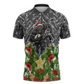 Personalised Penrith Panthers Rugby Christmas Zipper Polo Shirt Santa Rugby Mascot - Pine Wreath Festive
