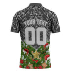Personalised Penrith Panthers Rugby Christmas Zipper Polo Shirt Santa Rugby Mascot - Pine Wreath Festive
