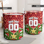 Personalised Dolphins Rugby Christmas Laundry Basket Santa Rugby Mascot - Pine Wreath Festive