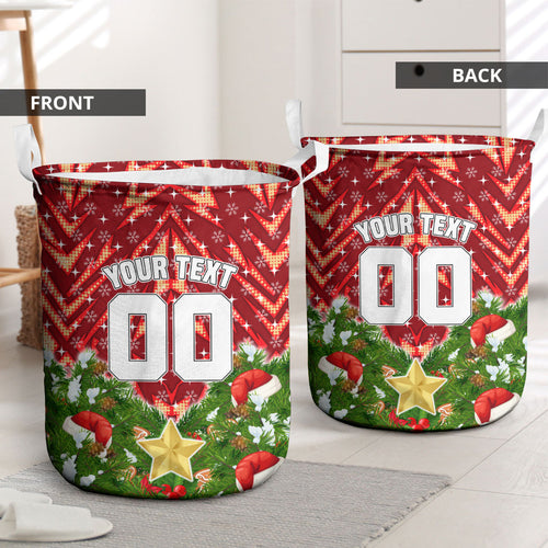 Personalised Dolphins Rugby Christmas Laundry Basket Santa Rugby Mascot - Pine Wreath Festive