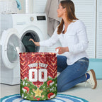 Personalised Dolphins Rugby Christmas Laundry Basket Santa Rugby Mascot - Pine Wreath Festive