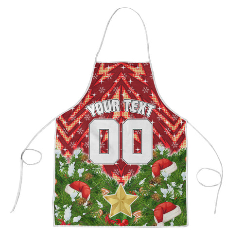 Personalised Dolphins Rugby Christmas Apron Santa Rugby Mascot - Pine Wreath Festive