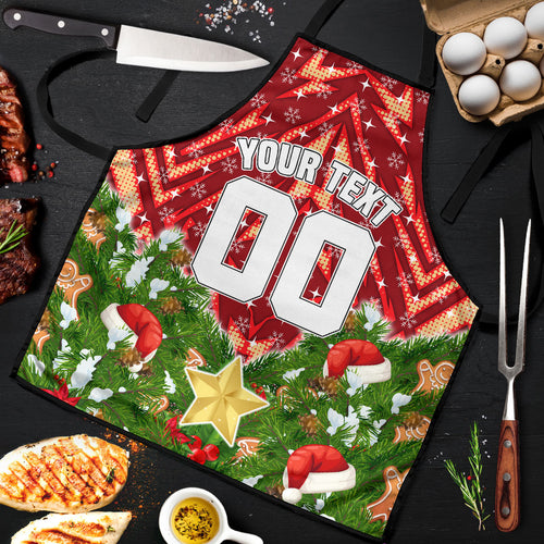 Personalised Dolphins Rugby Christmas Apron Santa Rugby Mascot - Pine Wreath Festive