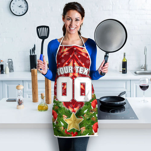 Personalised Dolphins Rugby Christmas Apron Santa Rugby Mascot - Pine Wreath Festive