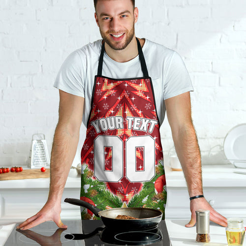 Personalised Dolphins Rugby Christmas Apron Santa Rugby Mascot - Pine Wreath Festive