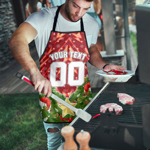 Personalised Dolphins Rugby Christmas Apron Santa Rugby Mascot - Pine Wreath Festive