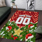 Personalised Dolphins Rugby Christmas Area Rug Santa Rugby Mascot - Pine Wreath Festive