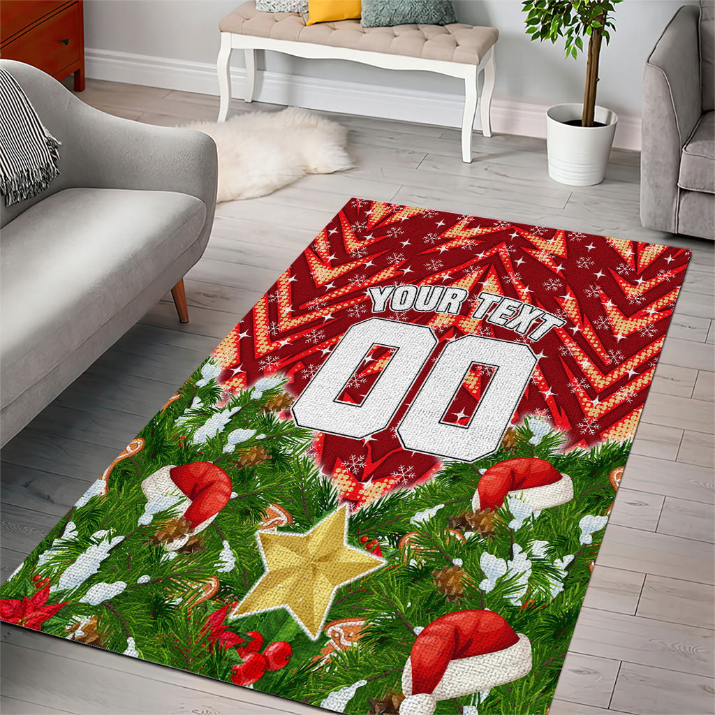 Personalised Dolphins Rugby Christmas Area Rug Santa Rugby Mascot - Pine Wreath Festive