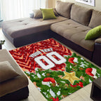 Personalised Dolphins Rugby Christmas Area Rug Santa Rugby Mascot - Pine Wreath Festive