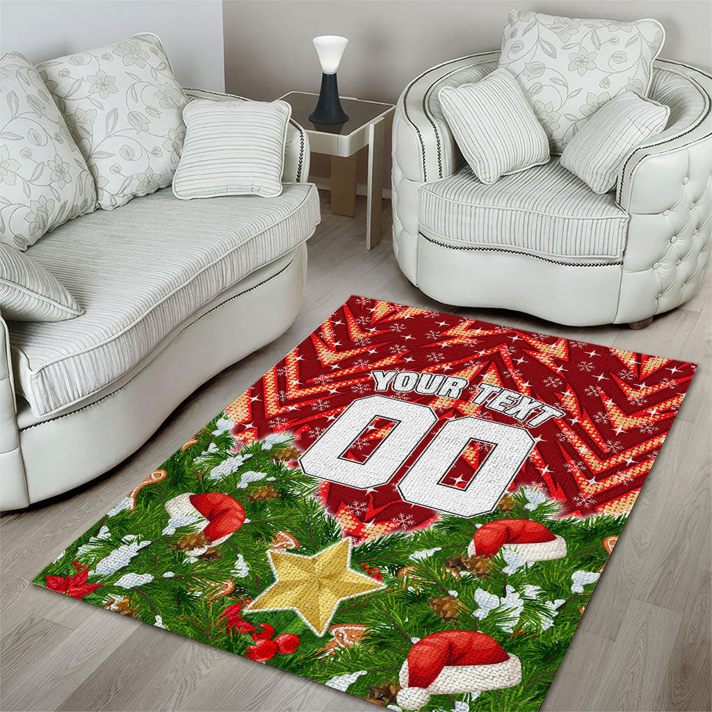 Personalised Dolphins Rugby Christmas Area Rug Santa Rugby Mascot - Pine Wreath Festive
