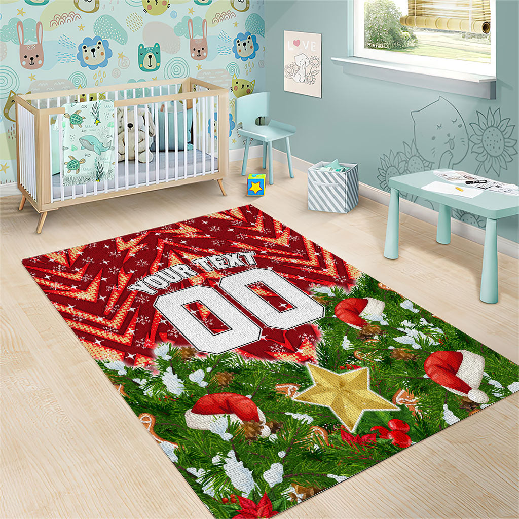 Personalised Dolphins Rugby Christmas Area Rug Santa Rugby Mascot - Pine Wreath Festive