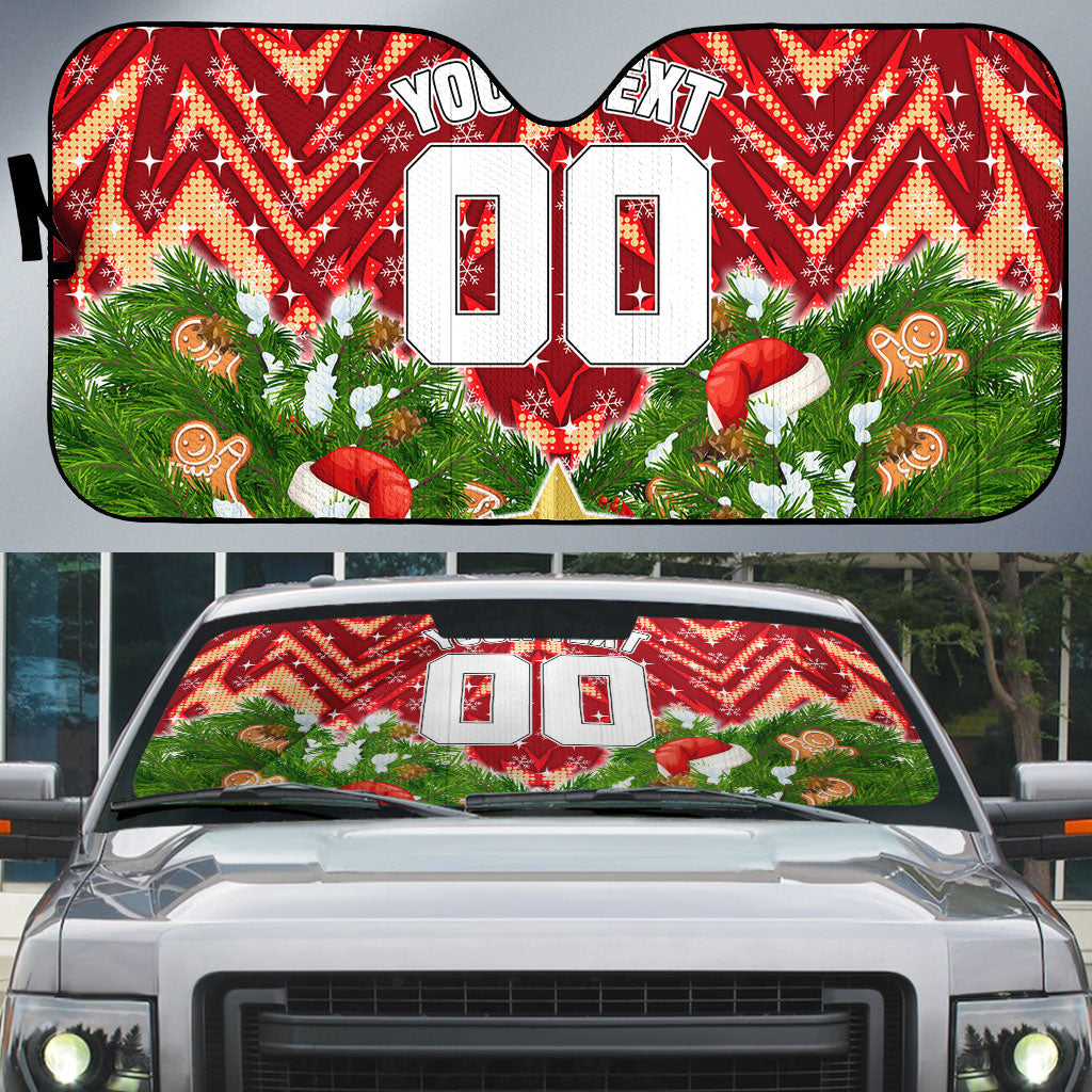 Personalised Dolphins Rugby Christmas Auto Sun Shade Santa Rugby Mascot - Pine Wreath Festive
