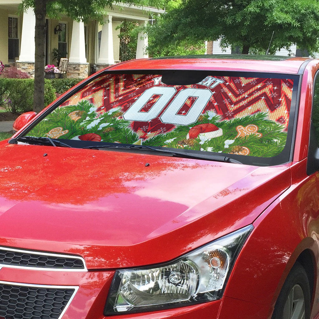 Personalised Dolphins Rugby Christmas Auto Sun Shade Santa Rugby Mascot - Pine Wreath Festive