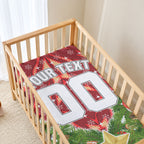 Personalised Dolphins Rugby Christmas Baby Bed Cover Santa Rugby Mascot - Pine Wreath Festive
