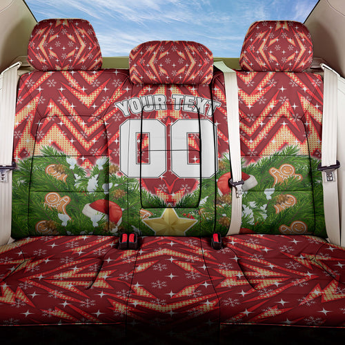 Personalised Dolphins Rugby Christmas Back Car Seat Cover Santa Rugby Mascot - Pine Wreath Festive