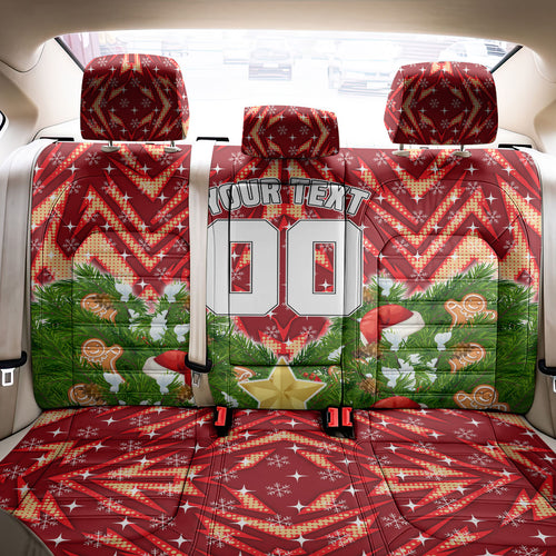 Personalised Dolphins Rugby Christmas Back Car Seat Cover Santa Rugby Mascot - Pine Wreath Festive