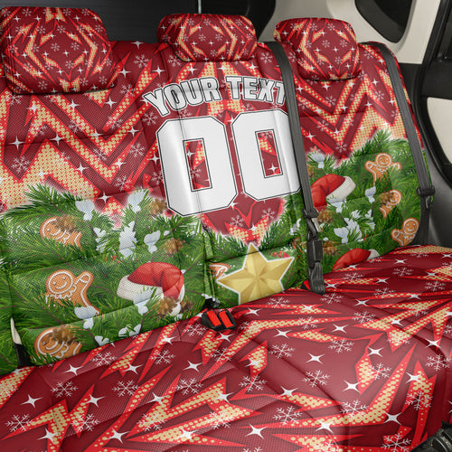 Personalised Dolphins Rugby Christmas Back Car Seat Cover Santa Rugby Mascot - Pine Wreath Festive