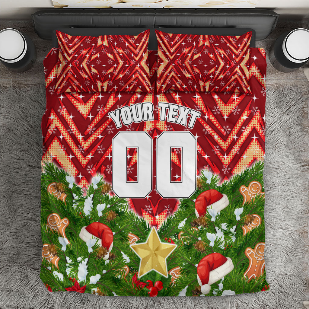 Personalised Dolphins Rugby Christmas Bedding Set Santa Rugby Mascot - Pine Wreath Festive