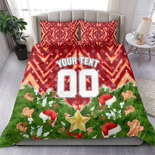 Personalised Dolphins Rugby Christmas Bedding Set Santa Rugby Mascot - Pine Wreath Festive