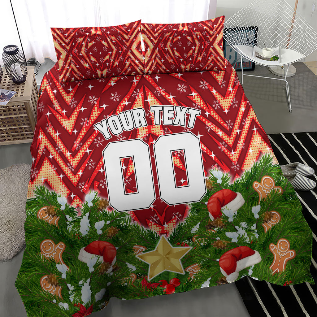 Personalised Dolphins Rugby Christmas Bedding Set Santa Rugby Mascot - Pine Wreath Festive