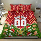 Personalised Dolphins Rugby Christmas Bedding Set Santa Rugby Mascot - Pine Wreath Festive
