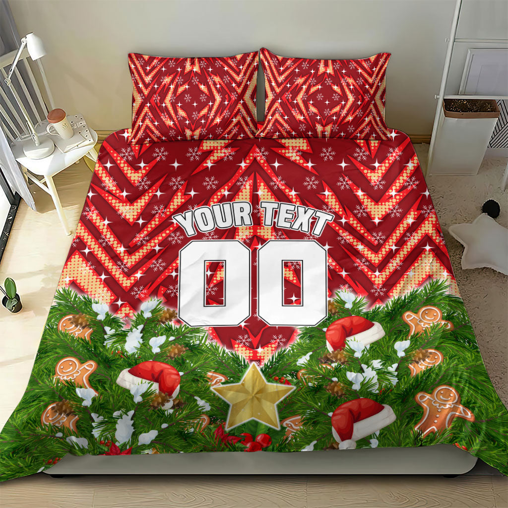 Personalised Dolphins Rugby Christmas Bedding Set Santa Rugby Mascot - Pine Wreath Festive