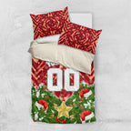 Personalised Dolphins Rugby Christmas Bedding Set Santa Rugby Mascot - Pine Wreath Festive