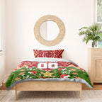 Personalised Dolphins Rugby Christmas Bedding Set Santa Rugby Mascot - Pine Wreath Festive