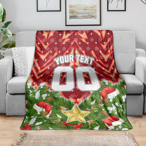 Personalised Dolphins Rugby Christmas Blanket Santa Rugby Mascot - Pine Wreath Festive