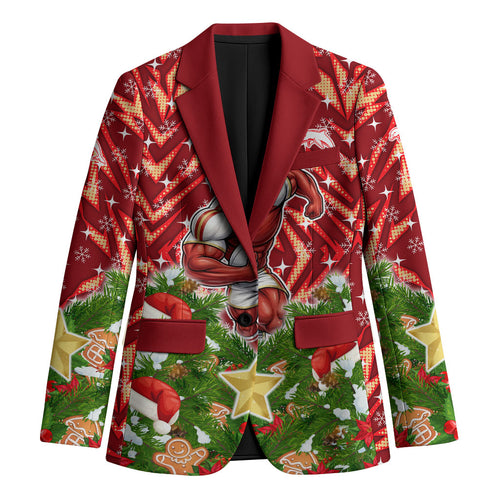 Personalised Dolphins Rugby Christmas Blazer Santa Rugby Mascot - Pine Wreath Festive