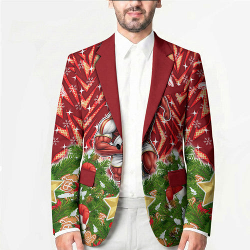 Personalised Dolphins Rugby Christmas Blazer Santa Rugby Mascot - Pine Wreath Festive