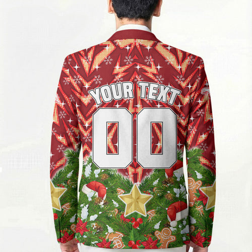 Personalised Dolphins Rugby Christmas Blazer Santa Rugby Mascot - Pine Wreath Festive