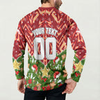 Personalised Dolphins Rugby Christmas Button Sweatshirt Santa Rugby Mascot - Pine Wreath Festive