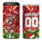 Personalised Dolphins Rugby Christmas 4 in 1 Can Cooler Tumbler Santa Rugby Mascot - Pine Wreath Festive